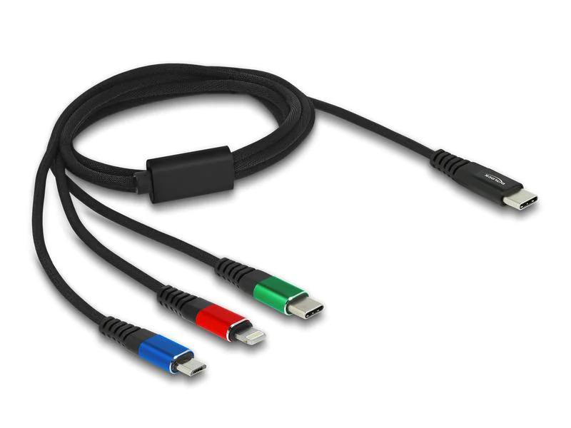 Delock USB-Ladekabel USB C - Lightning/Micro-USB B/USB C 1 m
