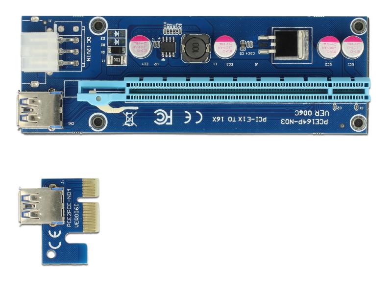 Delock PCI-E Riser Karte Crypto Mining PCIe x1 auf x16