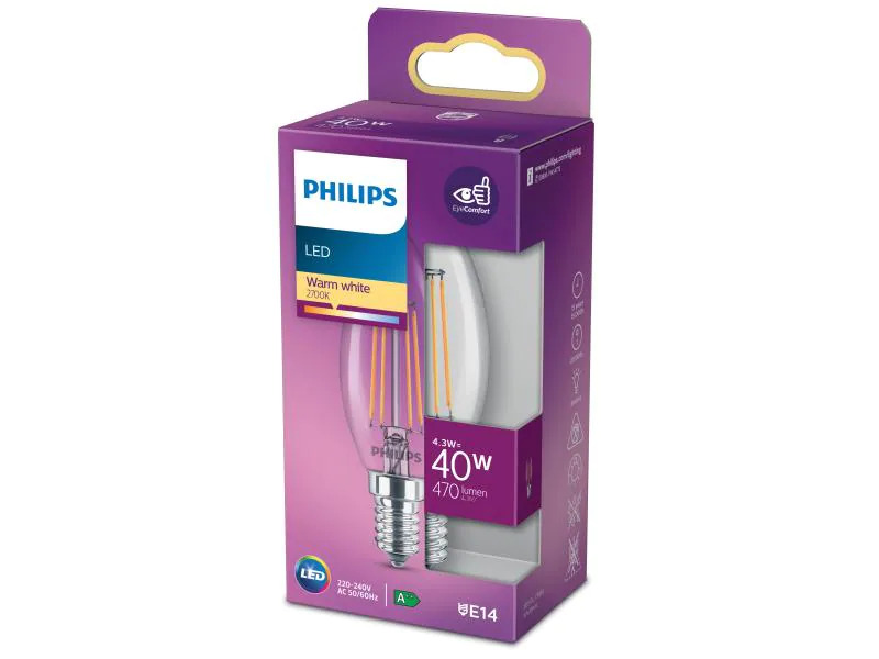 Philips Lampe 4.3 W (40 W) E14 Warmweiss