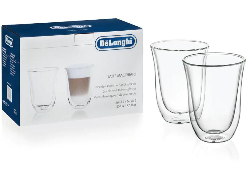 De'Longhi Latte Macchiato-Glas 220 ml, 2 Stück, Transparent