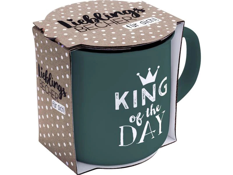 Sheepworld Kaffeebecher King of the Day 350 ml , 1 Stück, Dunkelgrün