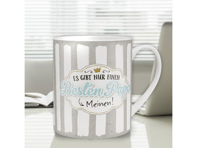 Sheepworld Kaffeetasse Besten Papa 600 ml , 1 Stück, Hellgrau/Weiss