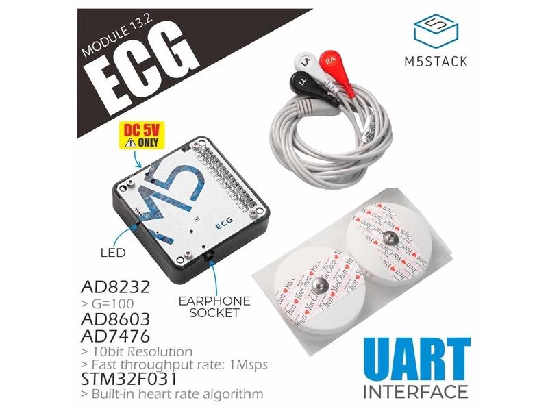 M5Stack EKG-Modul 13.2 (AD8232) mit Kabeln und Pads
