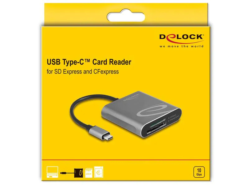 Delock Card Reader Extern 91000 USB Typ-C für SD Express/CFexpress