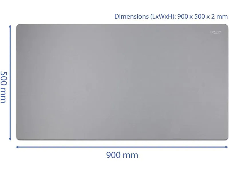 Delock Mausmatte 900 x 500 x 2 mm Grau