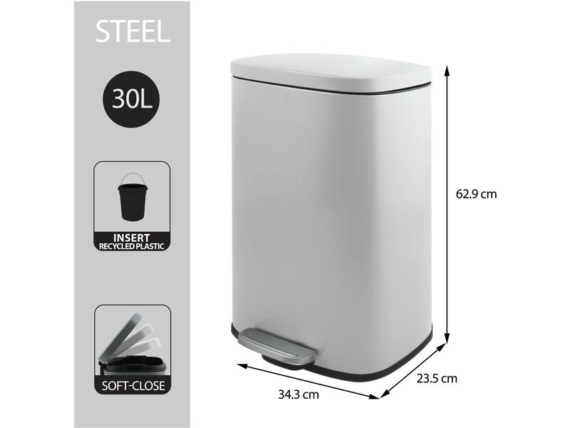 spirella Treteimer Poubelle Akira Matt 30 l, Weiss