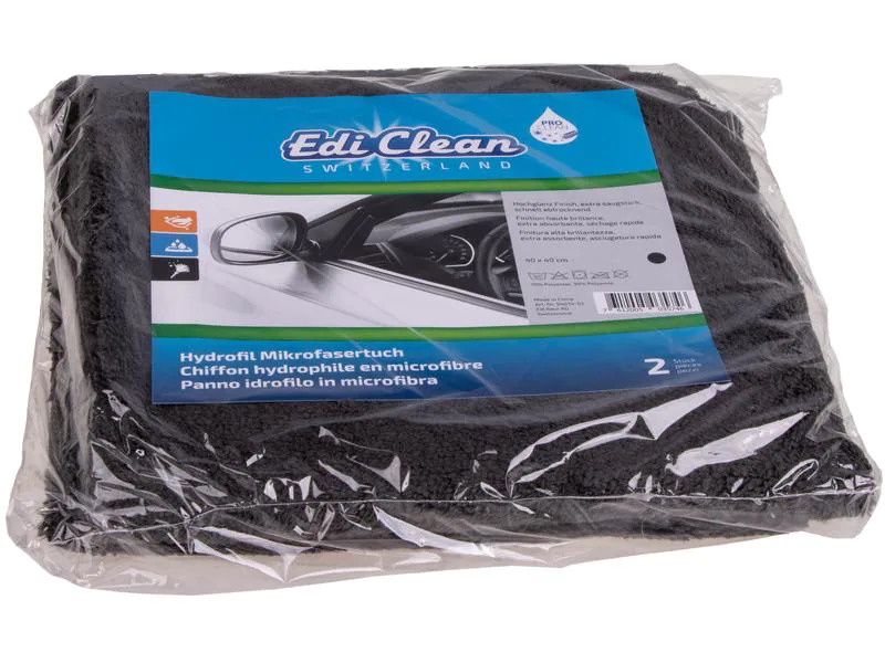Edi Baur Mikrofaser-Reinigungstuch Hydrofil 2 Stück, Schwarz