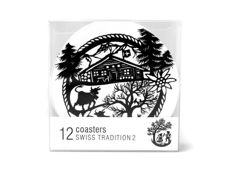Trendform Untersetzer SWISS TRADITION 2 12 Stück, Schwarz; Weiss