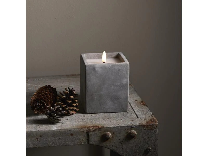 Star Trading LED-Kerze Flamme Cem, Ø 9 cm x 115 mm, Grau