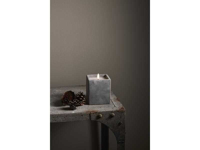 Star Trading LED-Kerze Flamme Cem, Ø 9 cm x 115 mm, Grau