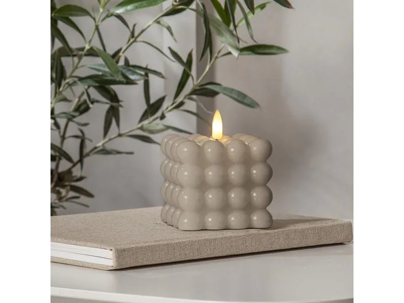 Star Trading LED-Kerze Flamme Dot, Ø 7.5 cm x 95 mm, Beige