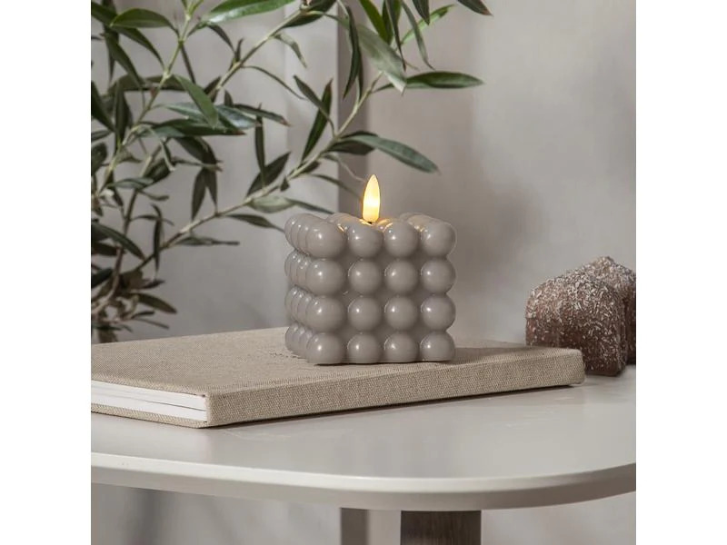 Star Trading LED-Kerze Flamme Dot, Ø 7.5 cm x 95 mm, Grau