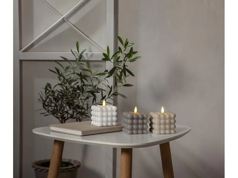 Star Trading LED-Kerze Flamme Dot, Ø 7.5 cm x 95 mm, Weiss