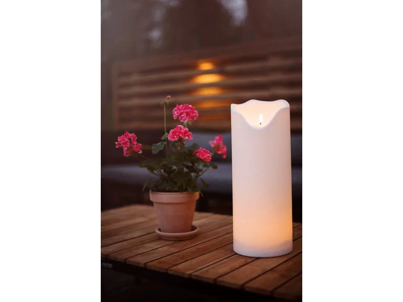 Star Trading LED-Kerze Flamme Grand, Ø 16 cm x 400 mm, Weiss