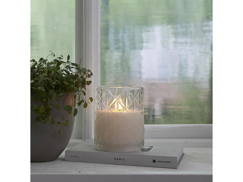 Star Trading LED-Kerze Flamme Romb, Ø 10 cm x 125 mm, Transparent