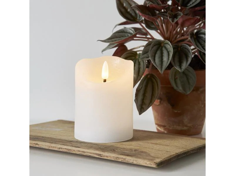 Star Trading LED-Kerze Flamme Rustic, 7.5 cm x 100 mm, Weiss