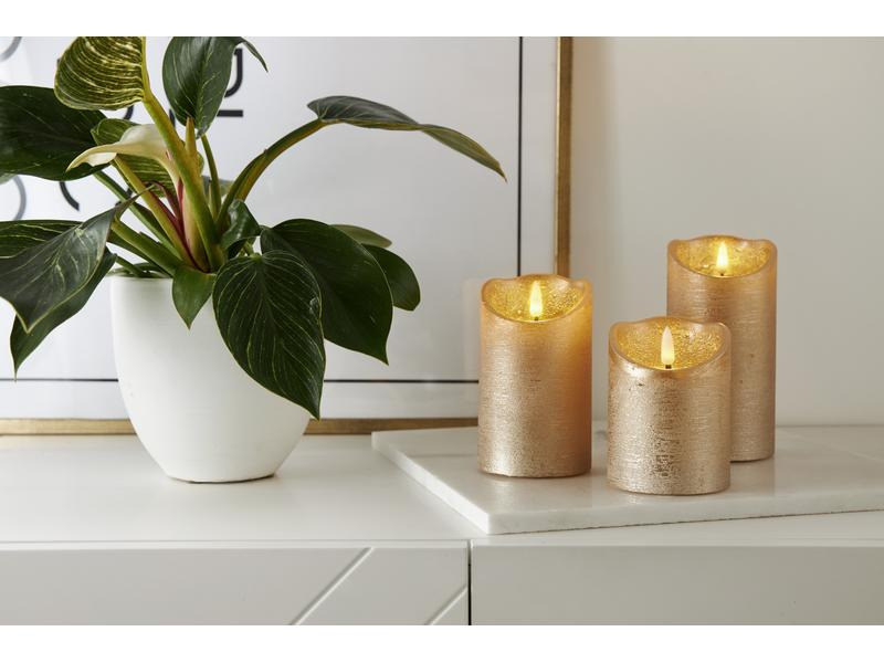 Star Trading LED-Kerze Flamme Rustic, 7.5 cm x 125 mm, Gold