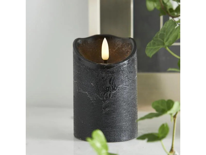 Star Trading LED-Kerze Flamme Rustic, 7.5 cm x 125 mm, Schwarz