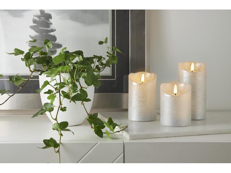 Star Trading LED-Kerze Flamme Rustic, 7.5 cm x 125 mm, Silber