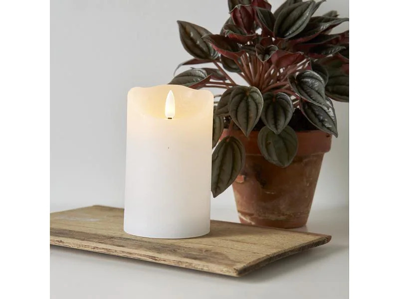 Star Trading LED-Kerze Flamme Rustic, 7.5 cm x 125 mm, Weiss