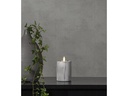 Star Trading LED-Kerze Pillar Flame Marble 7.5 cm x 12.5 cm, Grau