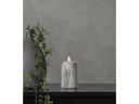 Star Trading LED-Kerze Pillar Flame Marble 7.5 cm x 15 cm, Grau