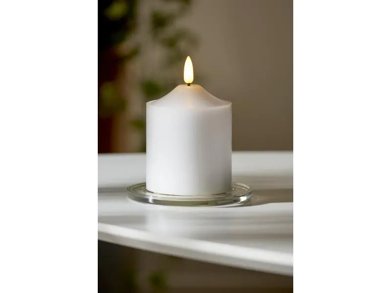 Star Trading LED-Kerze Pillar Flamme 7.5 cm x 12 cm, Weiss
