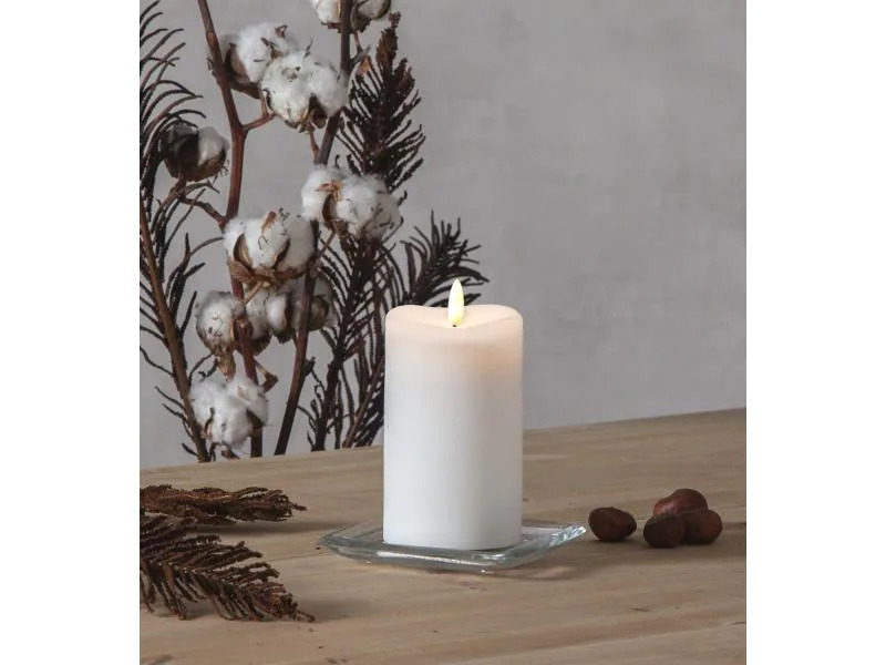 Star Trading LED-Kerze Pillar Flamme 7.5 cm x 14 cm, Weiss