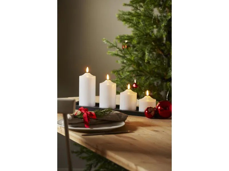 Star Trading LED-Kerze Pillar Flamme 7.5 cm x 9.5 cm, Weiss