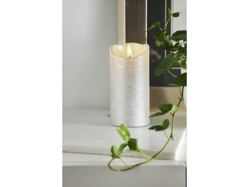 Star Trading LED-Kerzen Set Flamme Rustic, Ø 75 cm x 150 mm, Silber
