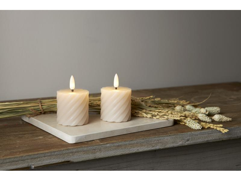 Star Trading LED-Kerzen Set Flamme Swirl, Ø 5 cm x 75 mm, Beige