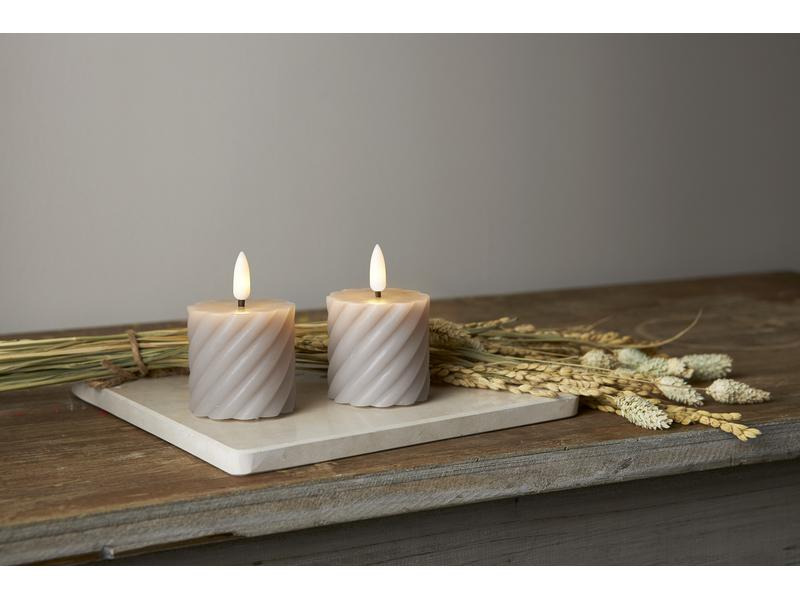 Star Trading LED-Kerzen Set Flamme Swirl, Ø 5 cm x 75 mm, Grau