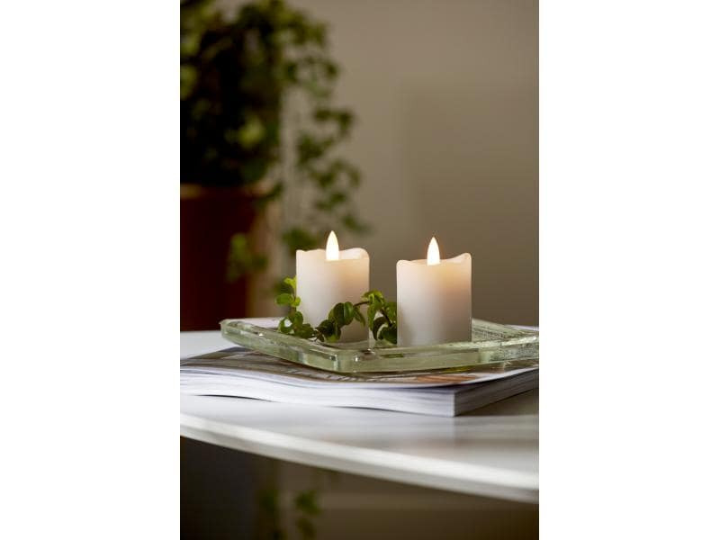 Star Trading LED-Kerzen Set Pillar Kerze 5 cm x 7.5 cm, Weiss