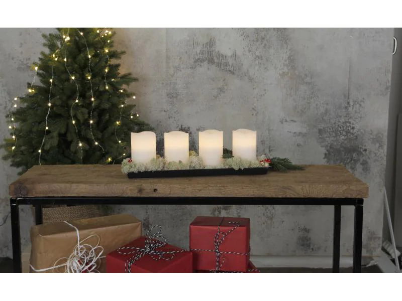 Star Trading LED-Kerzen Set Pillar May 7.5 cm x 12.5 cm, Weiss