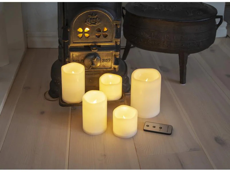 Star Trading LED-Kerzen Set Pillar Paul 5er Pack, Ø 10 cm x 150 mm, Gelb