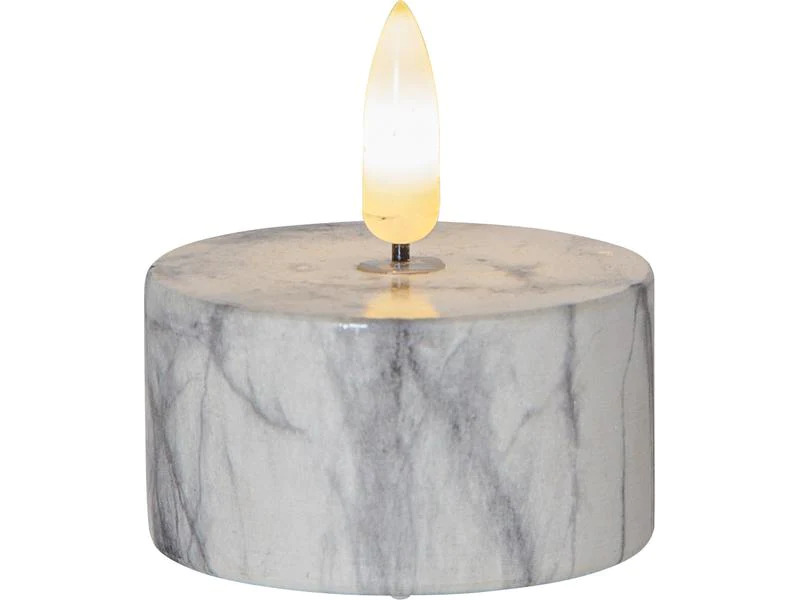 Star Trading LED-Teelichter Flame Marble, 2 Stk. 5.5 cm x 6 cm, Grau