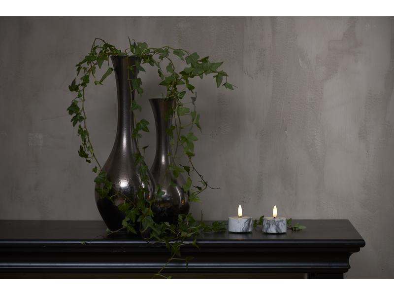 Star Trading LED-Teelichter Flame Marble, 2 Stk. 5.5 cm x 6 cm, Grau