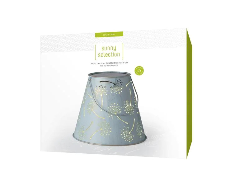 STT Laterne Solar Antic Dandelion 26 cm Hellblau