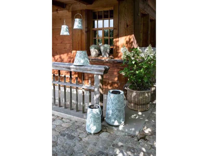 STT Laterne Solar Antic Dandelion 26 cm Hellblau