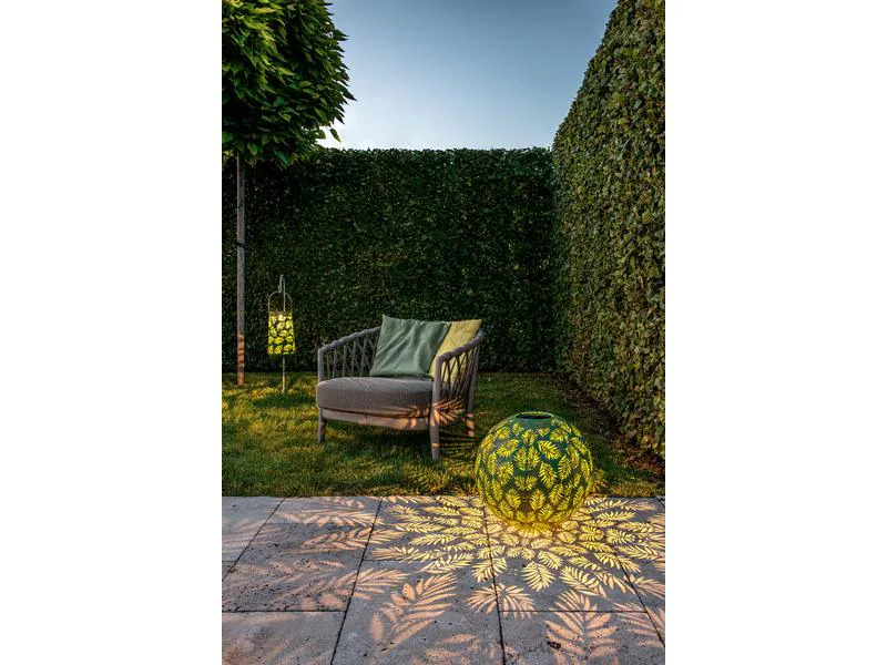 STT Windlicht Solar Antic Ball Bamboo 30, Grün