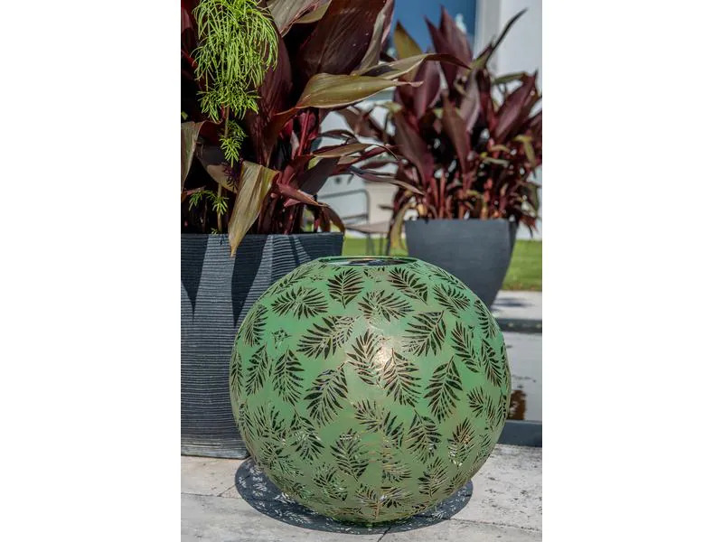 STT Windlicht Solar Antic Ball Bamboo 40, Grün