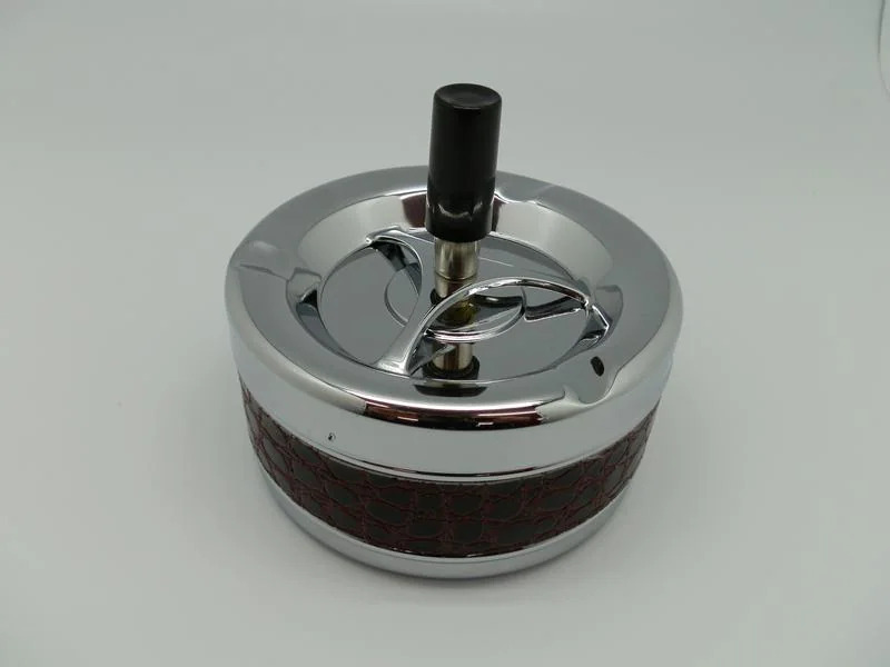 Dameco Aschenbecher mit Schleuderdeckel, Braun/Silber