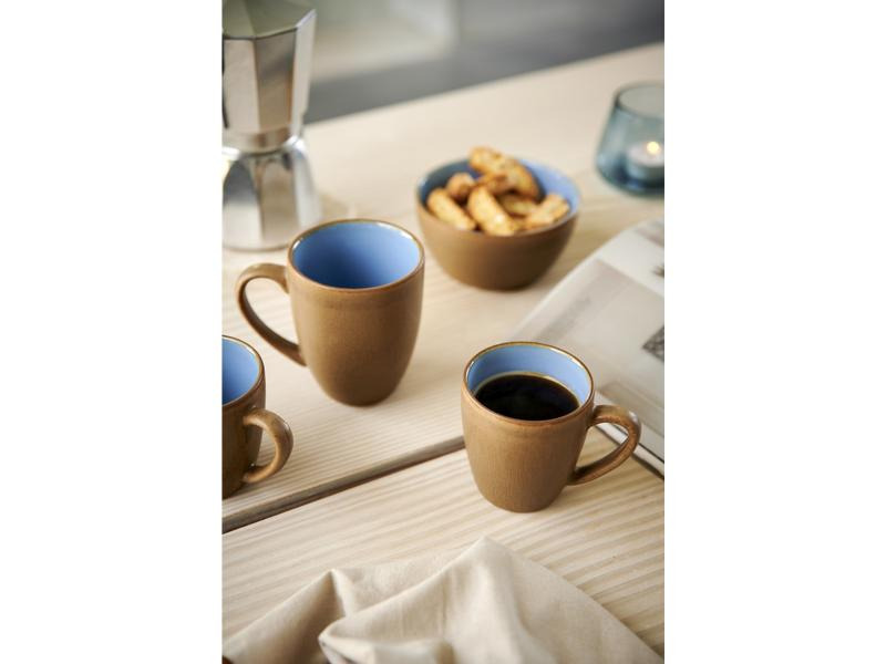 Bitz Kaffeetasse Wood Ocean 190 ml, 6 Stück, Hellblau/Beige