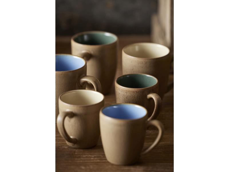 Bitz Kaffeetasse Wood Ocean 190 ml, 6 Stück, Hellblau/Beige