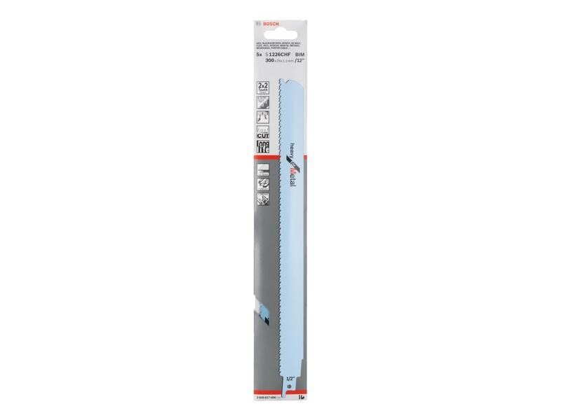 Bosch Professional Säbelsägeblatt S 1226 CHF Heavy for Metal, 5 Stück