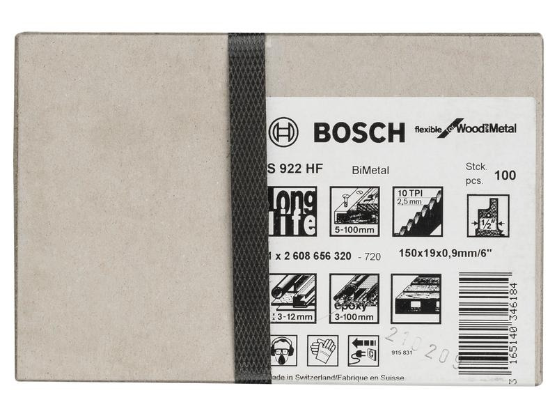 Bosch Professional Säbelsägeblatt S 922 HF Flexible Wood and Metal, 100 Stück