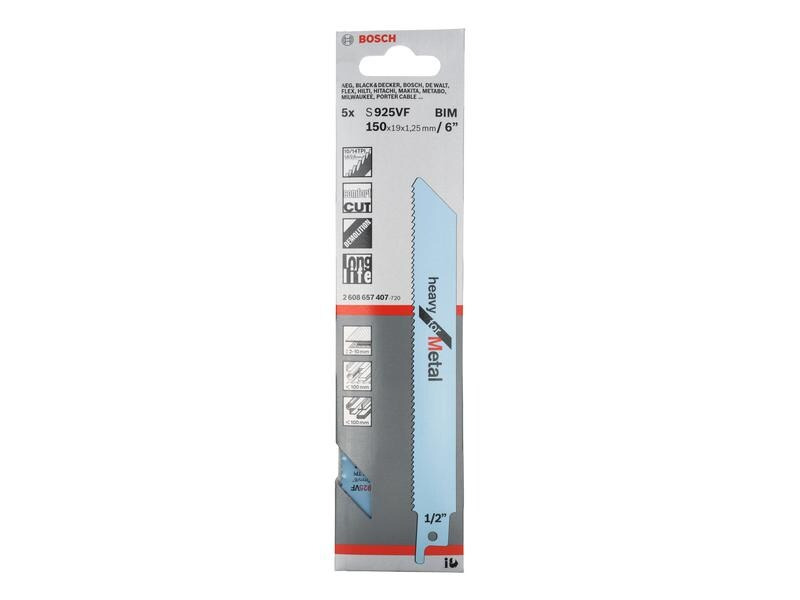 Bosch Professional Säbelsägeblatt S 925 VF Heavy for Metal, 5 Stück