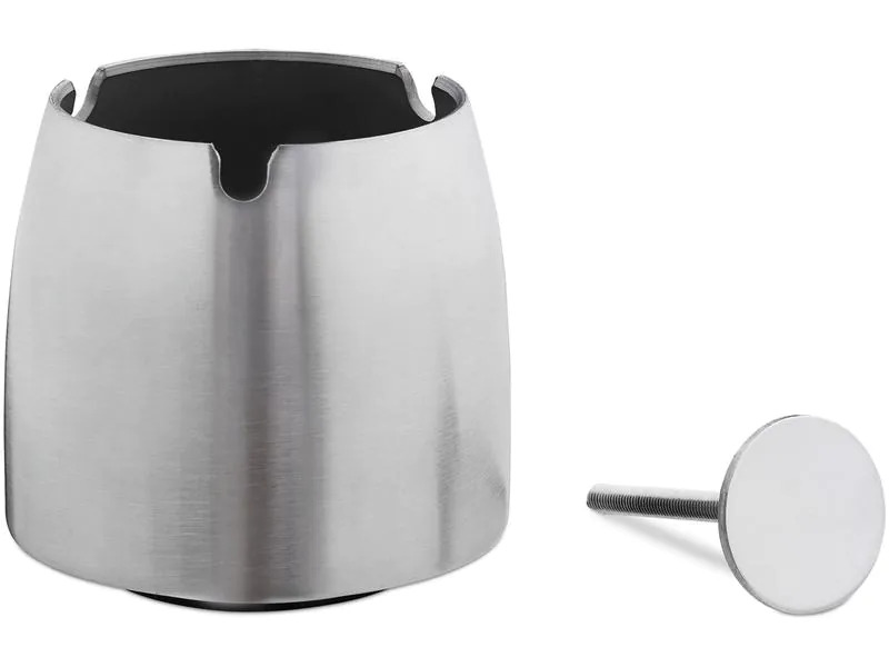 relaxdays Aschenbecher Edelstahl Silber