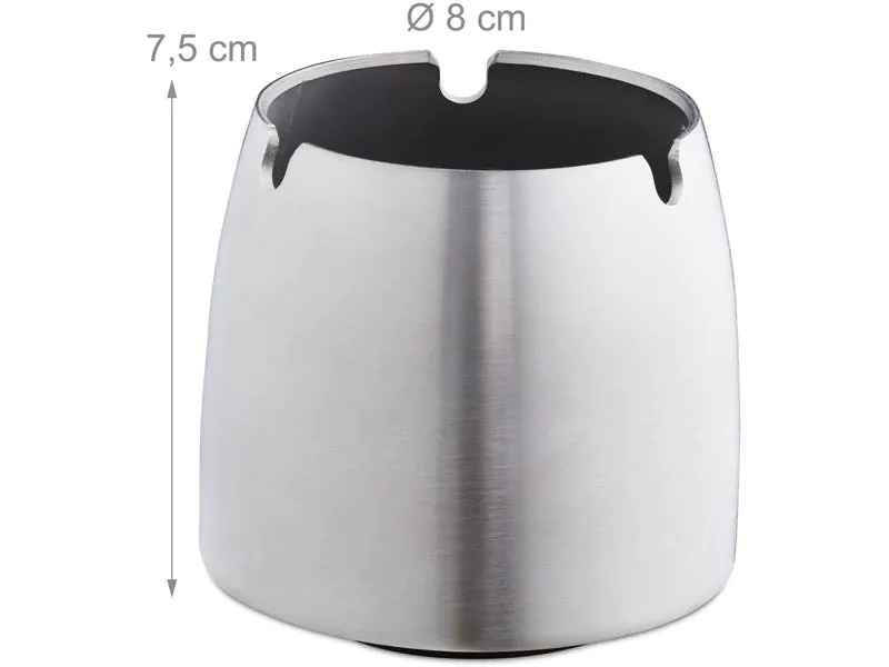relaxdays Aschenbecher Edelstahl Silber