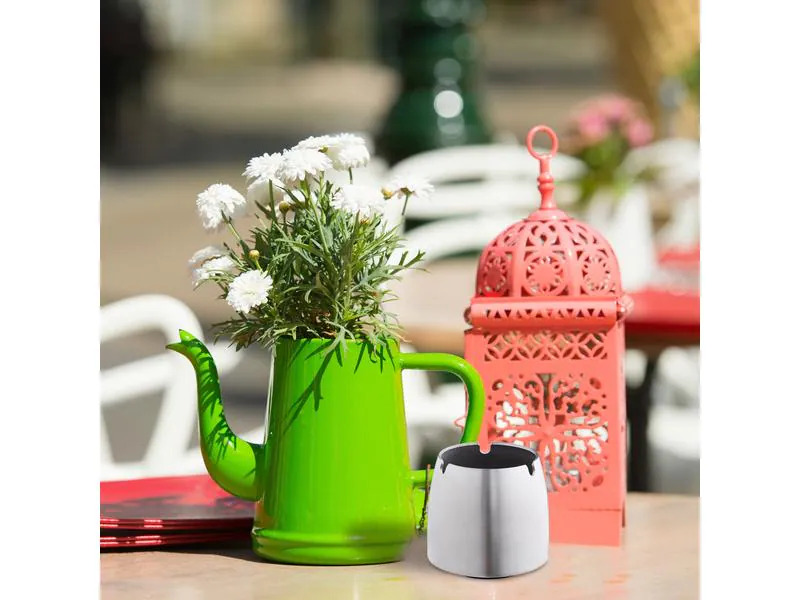 relaxdays Aschenbecher Edelstahl Silber